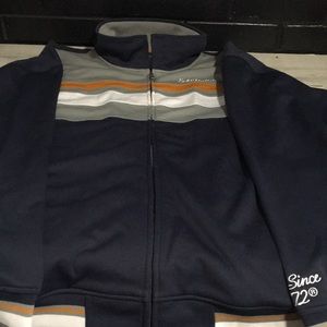 Echo Unlimited men’s full zip blue gray orange white lightweight jacket size 3XL
